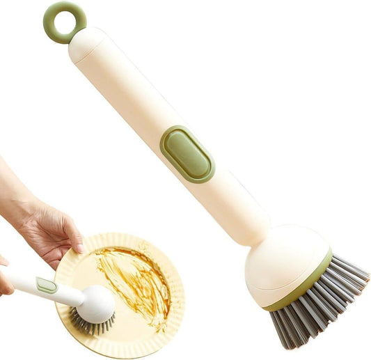 360° Scrubber Wand – Kitchen Dish Cleaning Brush with Liquid Dispenser