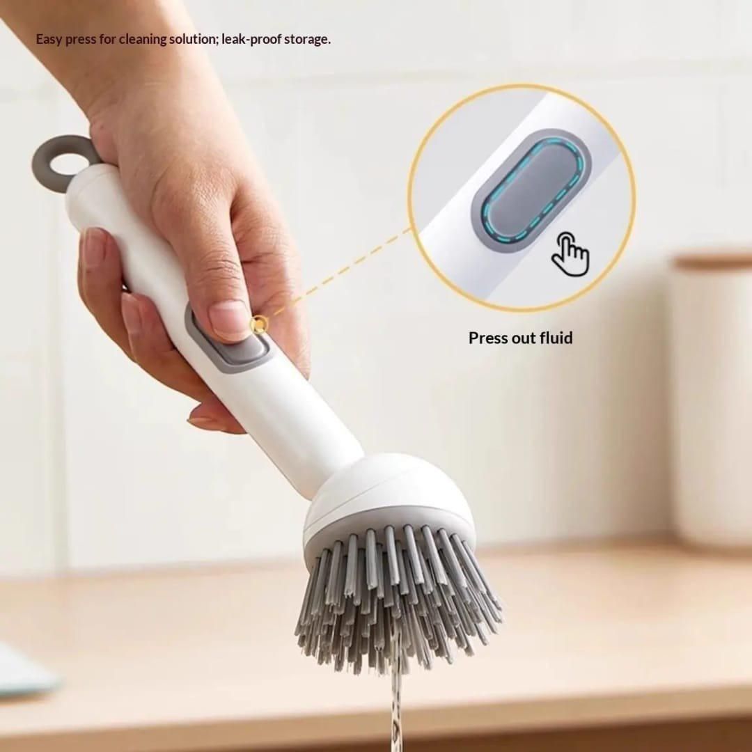 360° Scrubber Wand – Kitchen Dish Cleaning Brush with Liquid Dispenser